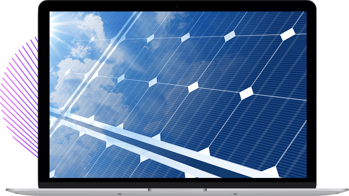 Laptop with solar panels on screen