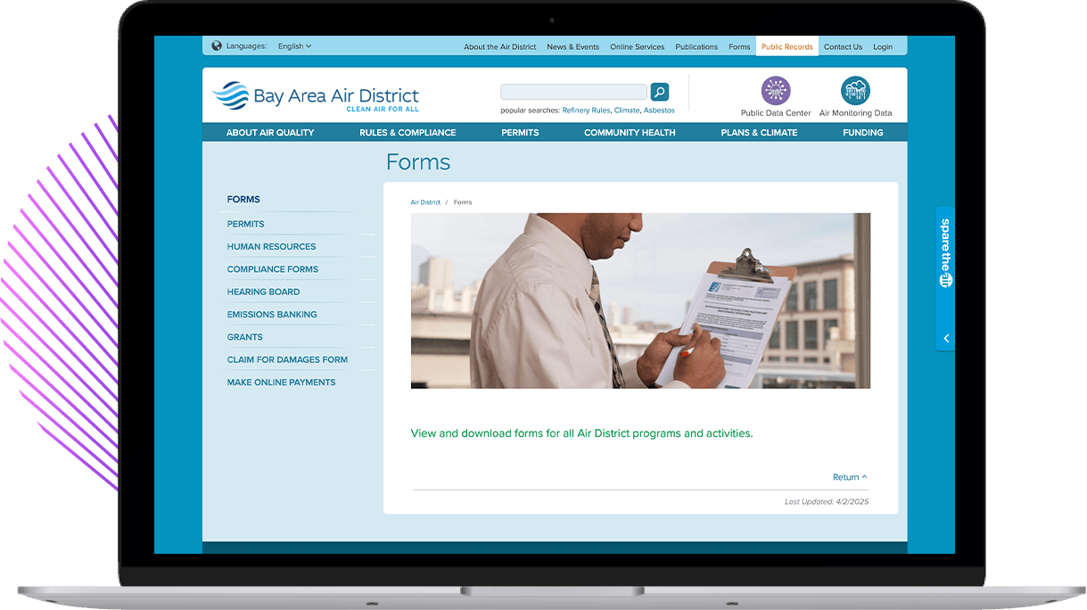 Laptop with BA AQMD website on display