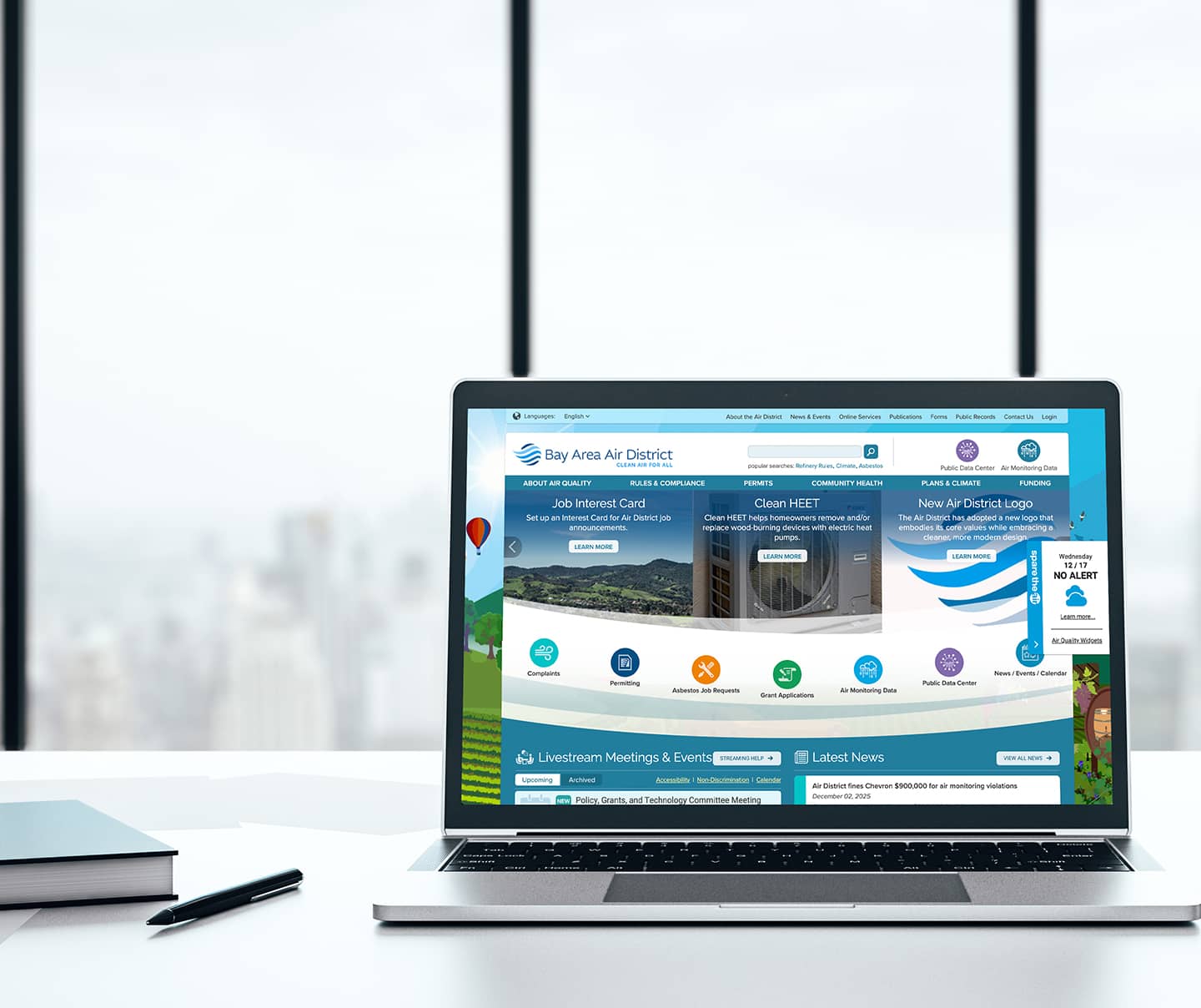 BA AQMD website on a laptop screen