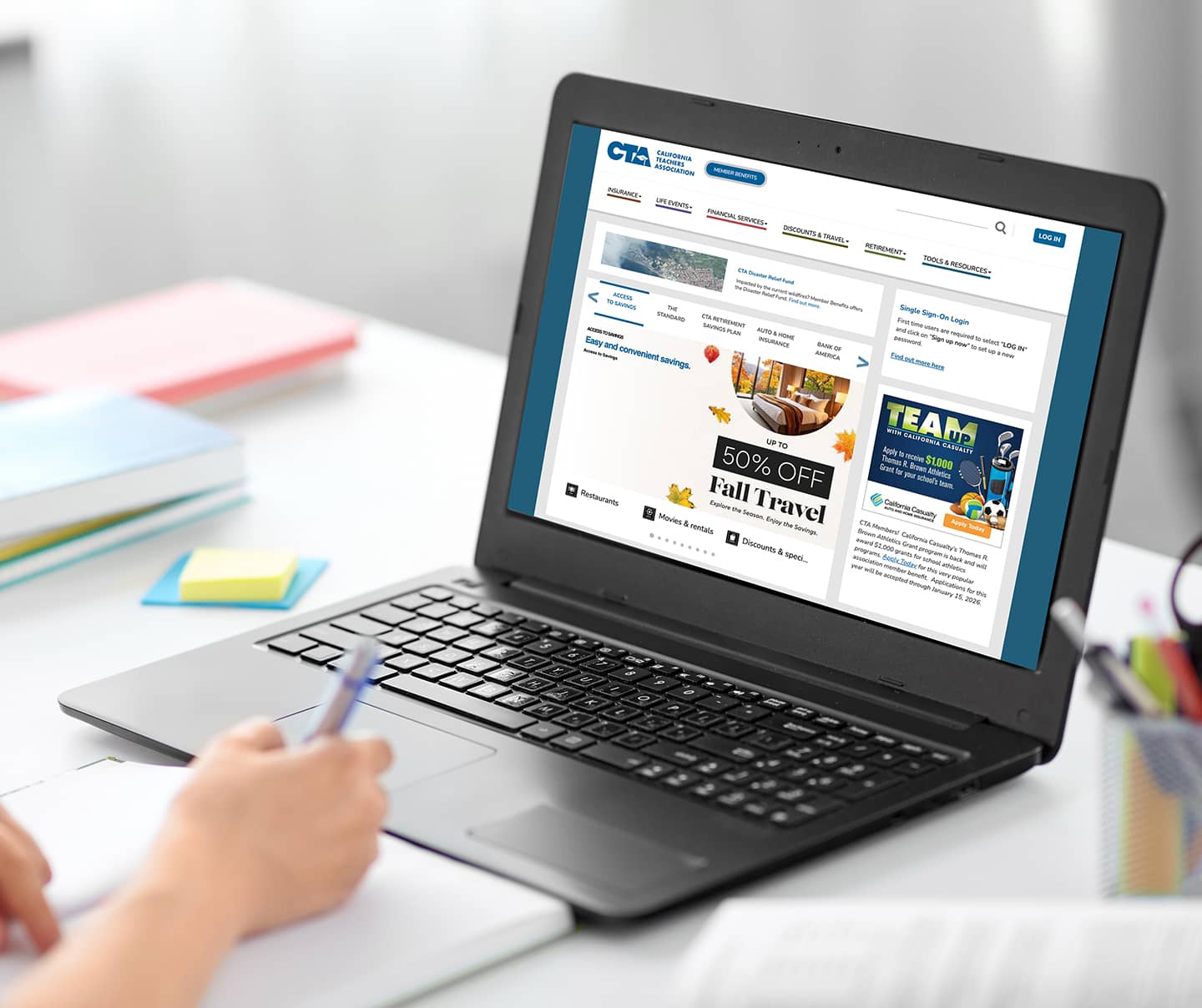 Teacher's Laptop screen displaying CTAMB website