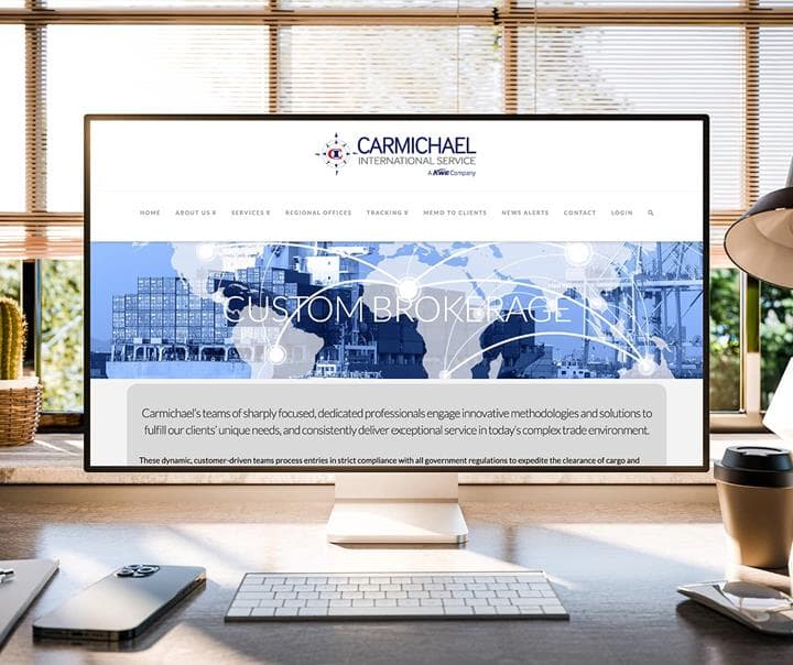 Carmichael International Service website, Custom Brokerage page