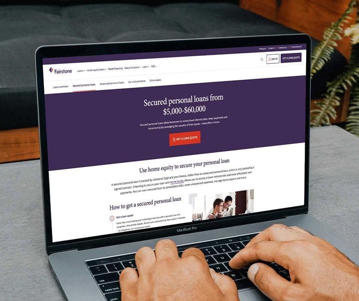 Laptop with the Fairstone website