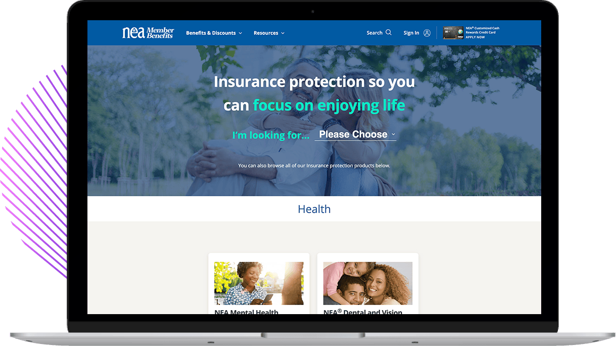 Laptop Screen with NEAMB Insurance page