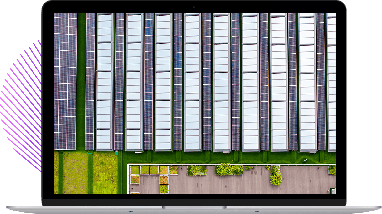 Laptop with solar panels on screen