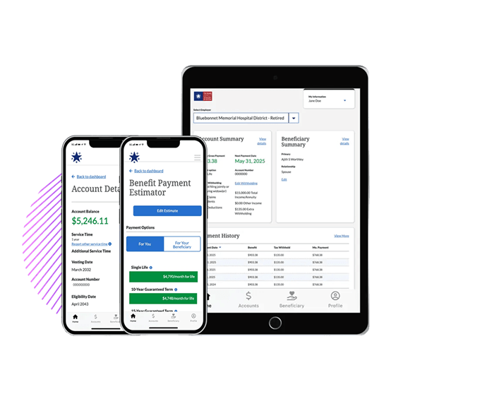TCDRS app on mobile & tablet screen
