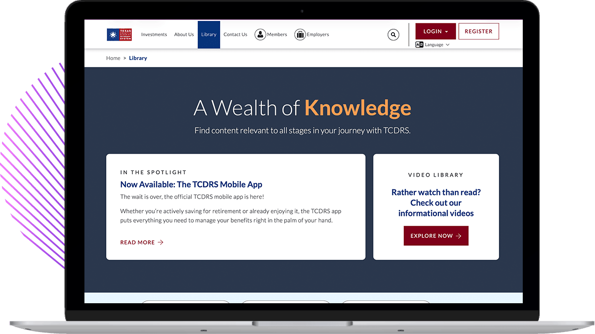 TCDRS website on a laptop