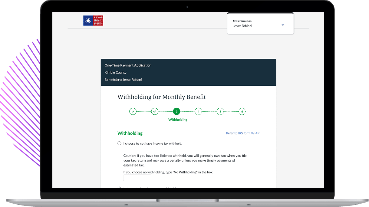 TCDRS website on laptop screen