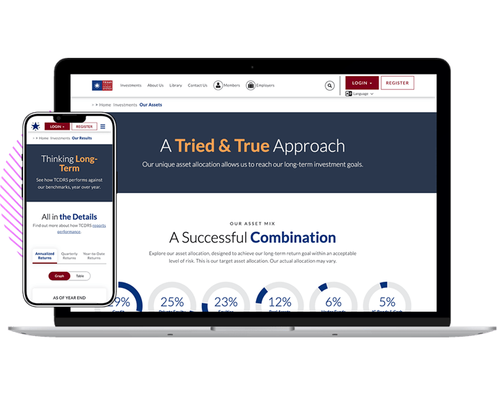 TCDRS website on laptop screen