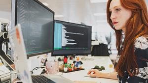 Woman using computer