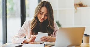 Woman estimating a web project