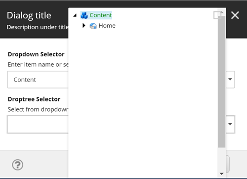 dialog box - dropdown tree selection
