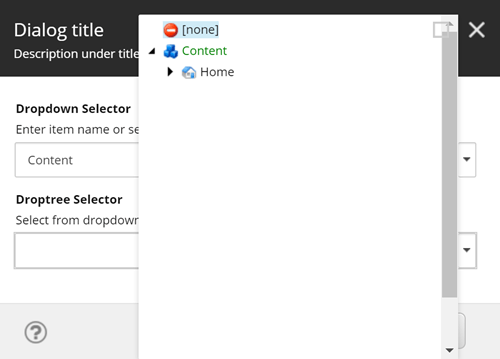 dialog box - droptree field