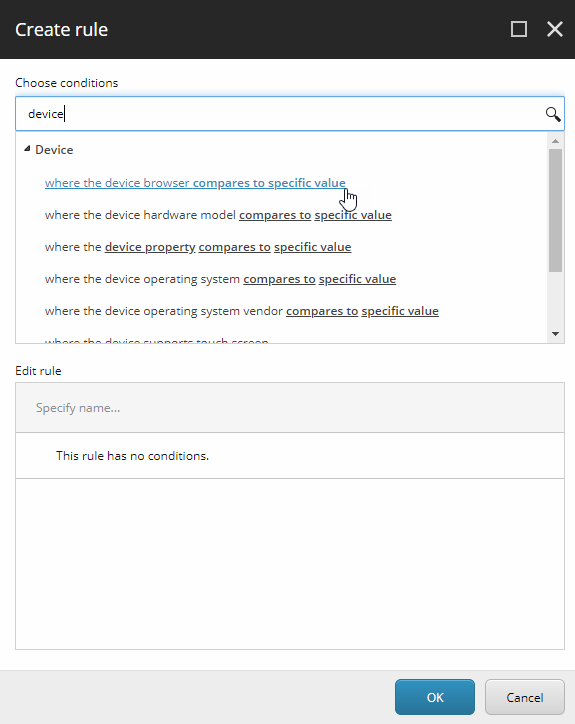 Create rule in Sitecore