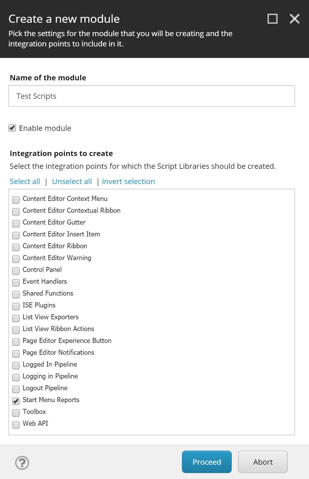 Create Integration Points screenshot
