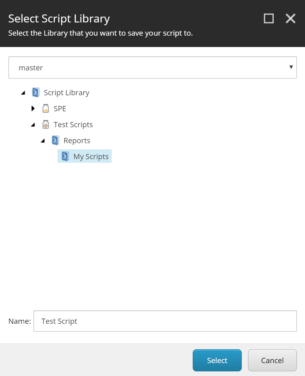 Select Script Library screenshot