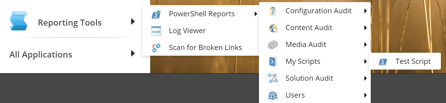 Run your script from the start menu screenshot