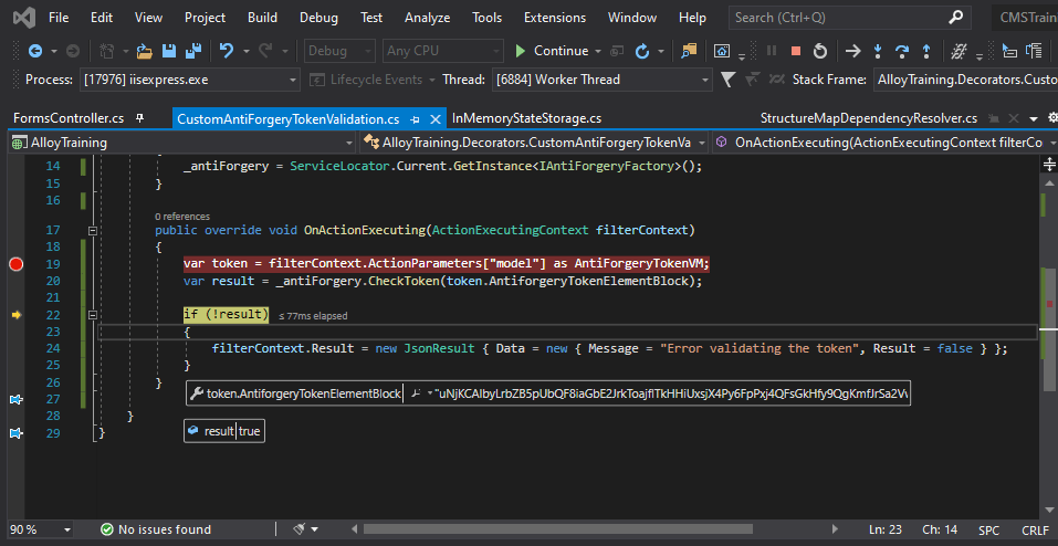 Removing the antiforgery validation step 1