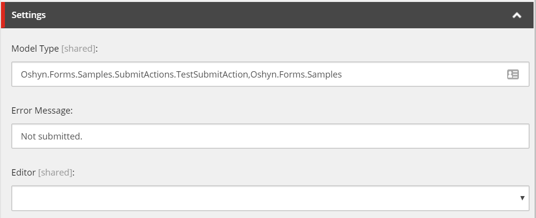Submit Action settings
