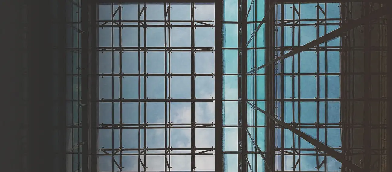 photograph of glass ceiling framework