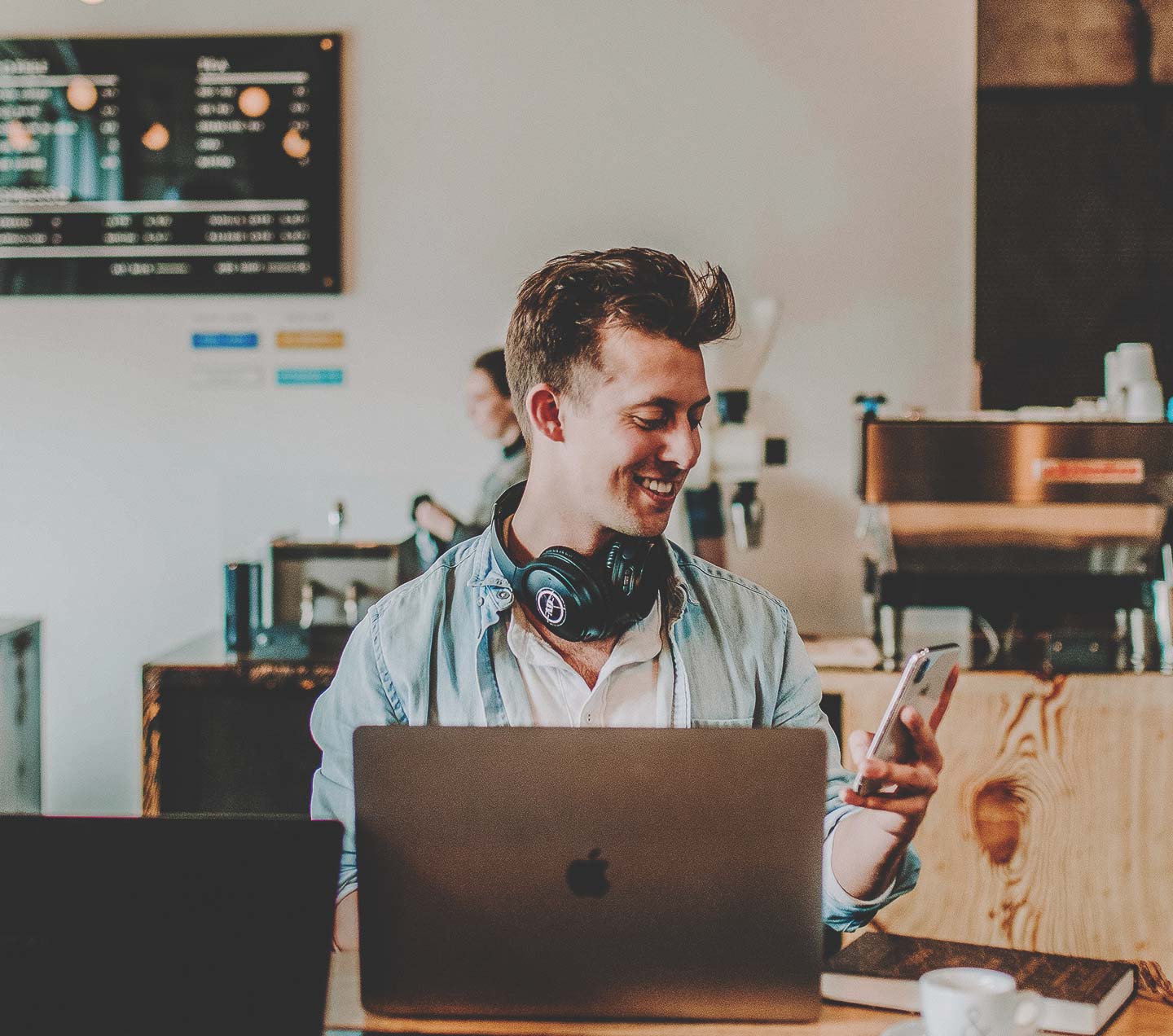 Happy user interacting with an optimized website