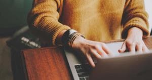 woman working on a laptop
