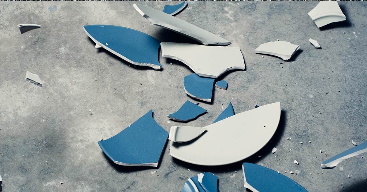 Broken plates representing mistakes