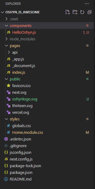 Screenshot of the components folder