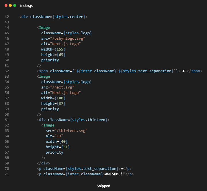 Screenshot of the page.js logo image code