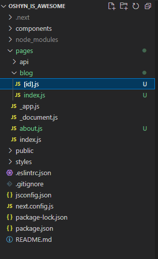 Screenshot of the blog page with ID in the tree
