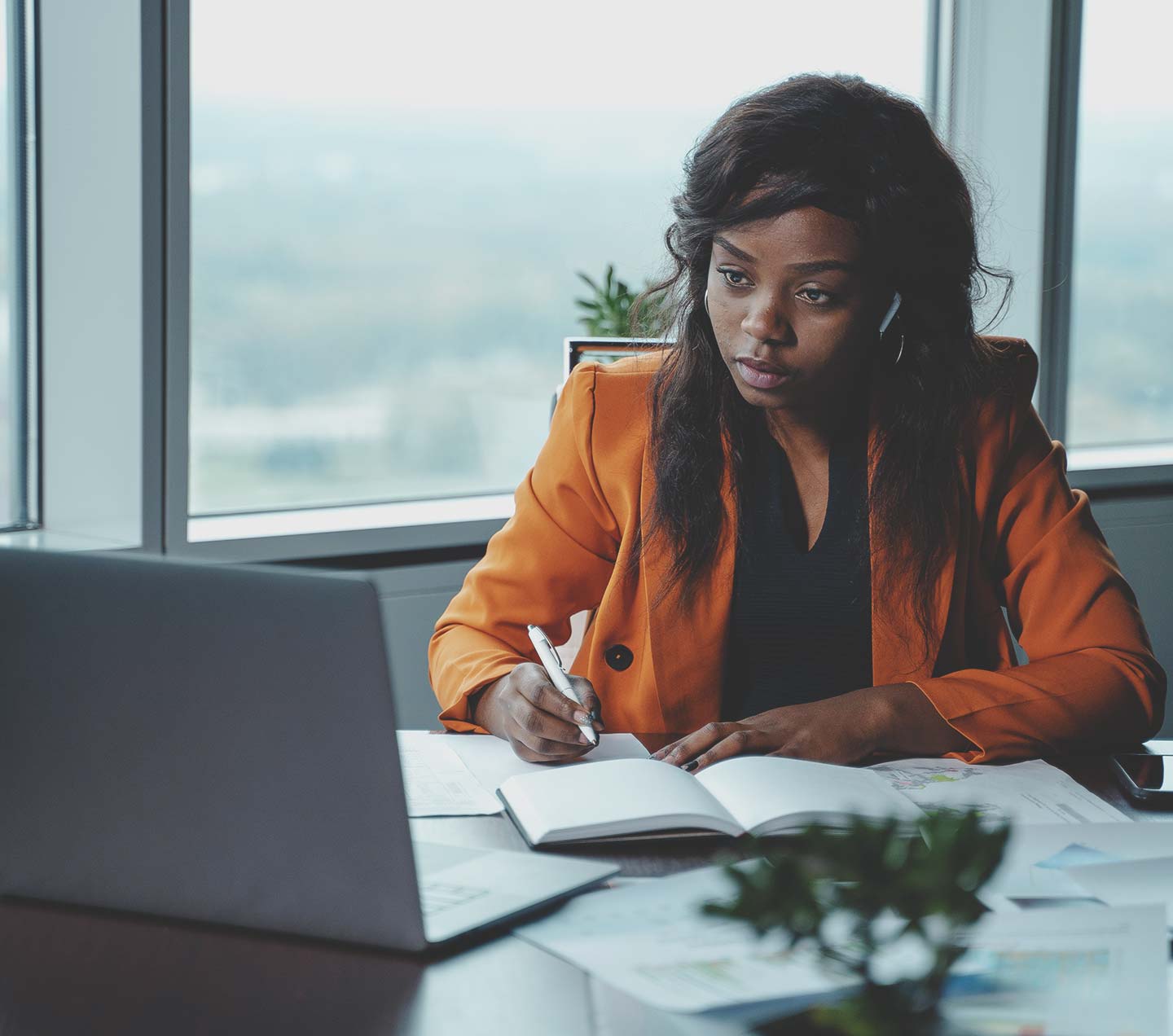 Woman studying computer