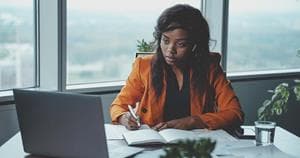 Woman studying computer
