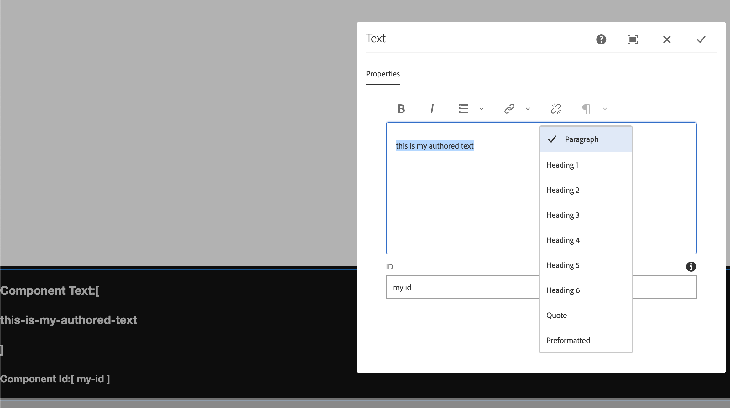 Add text content and verify