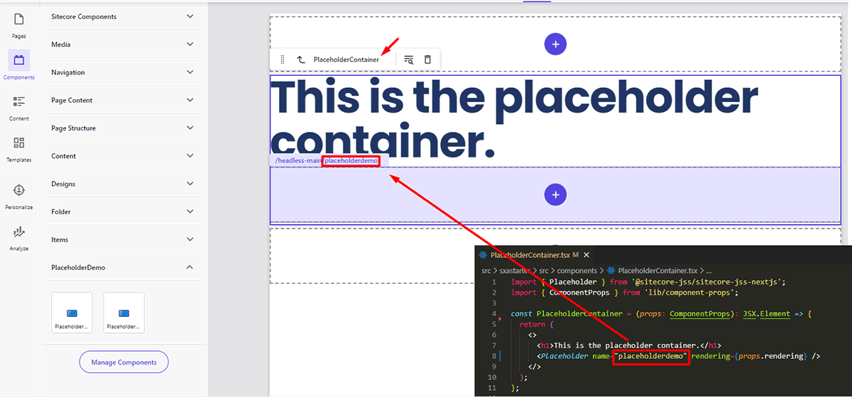 Placeholder on new page