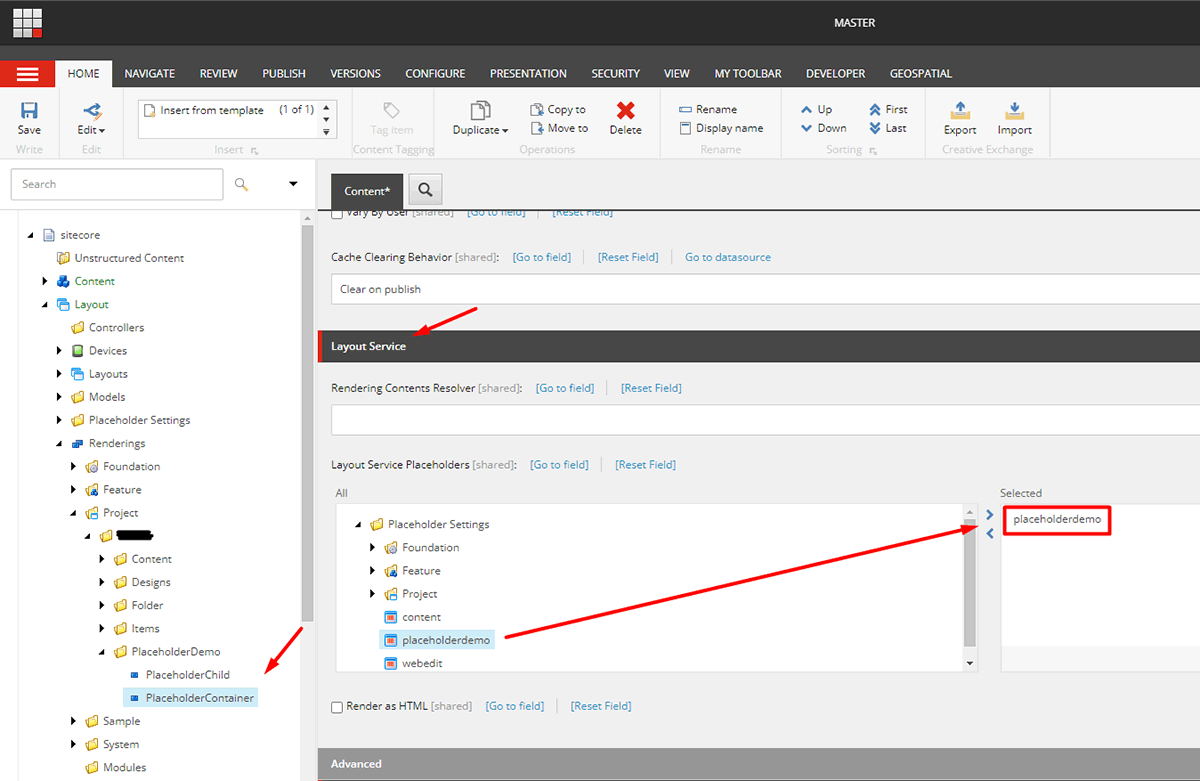 Placeholder settings