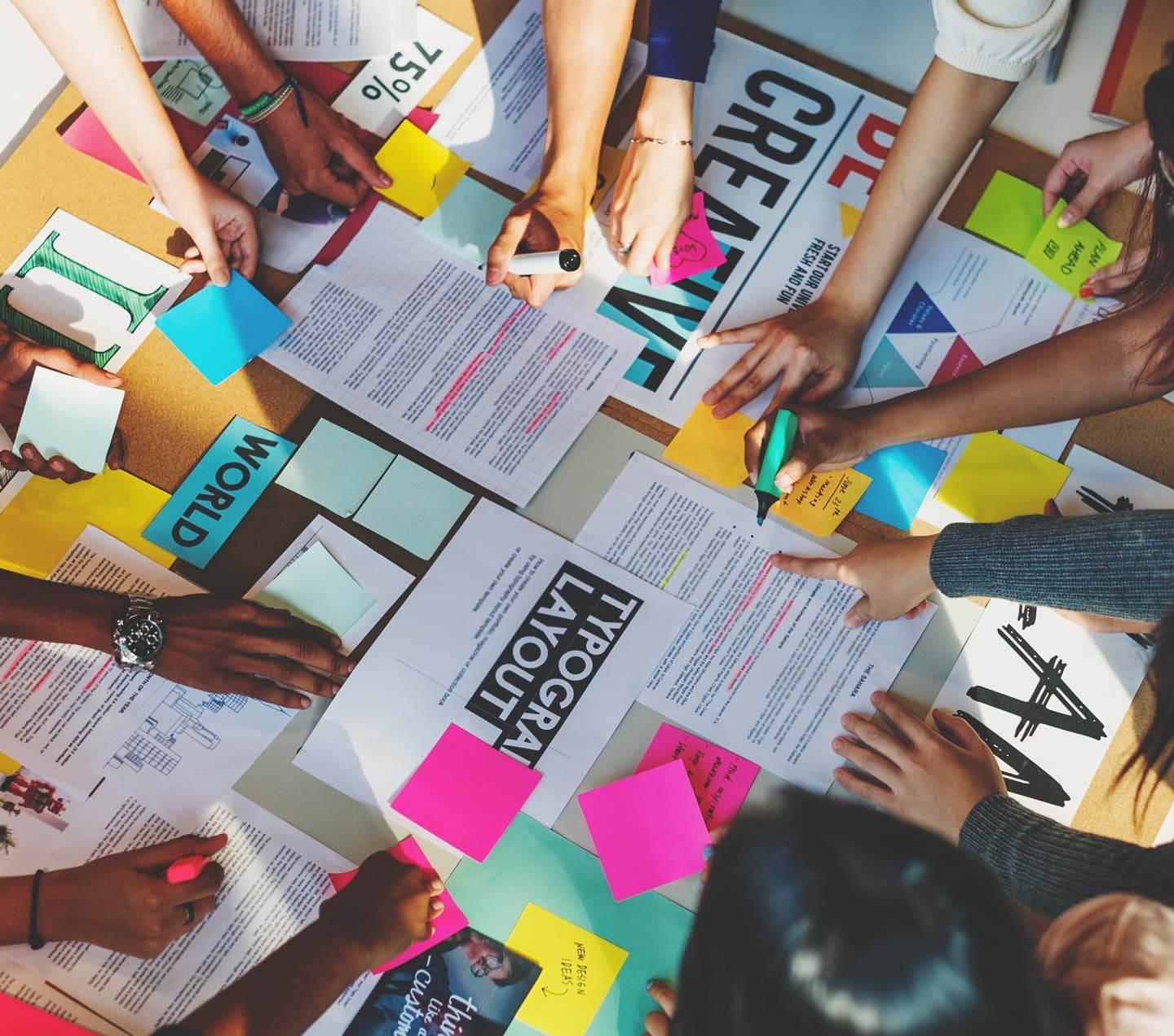 Team working together on website content