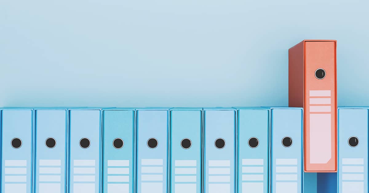 Organized archive with ring binders