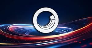 Speed energy light lines flowing around a white Sitecore logo