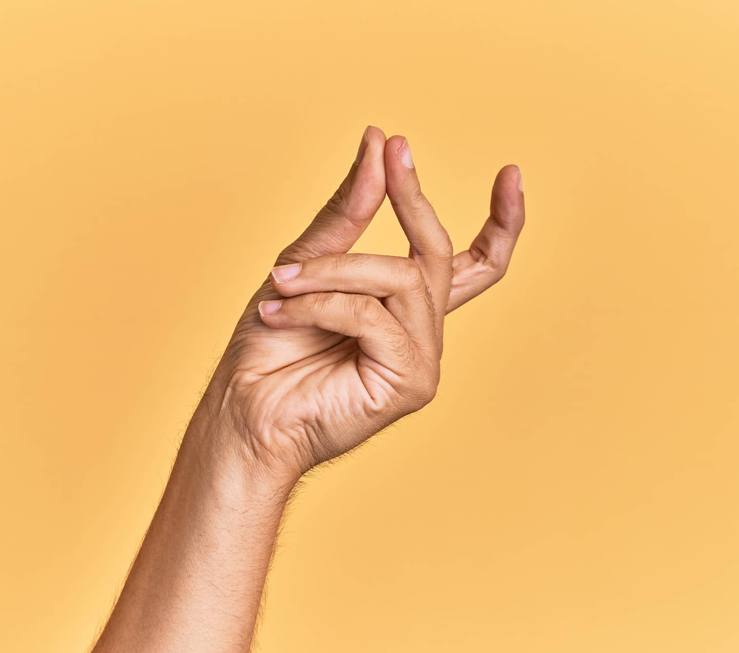 Snapping fingers for easy and click symbol gesture with hand