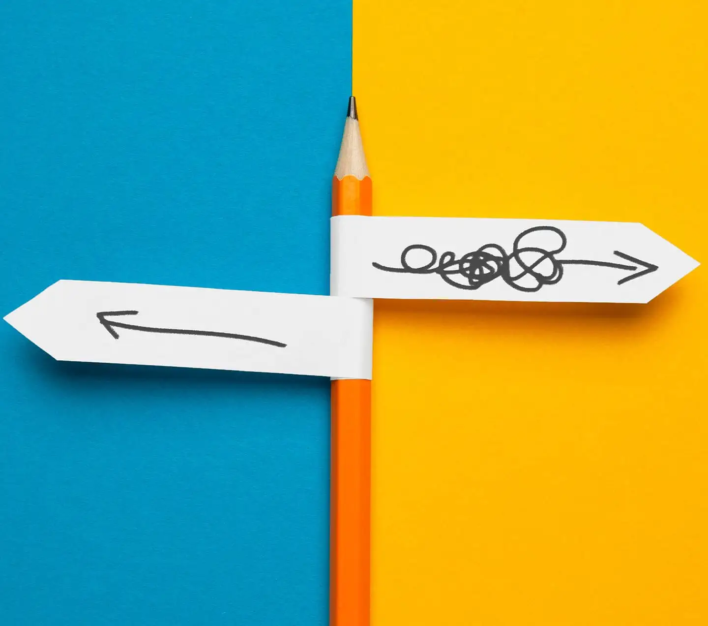 Pencil with flags indicating direction
