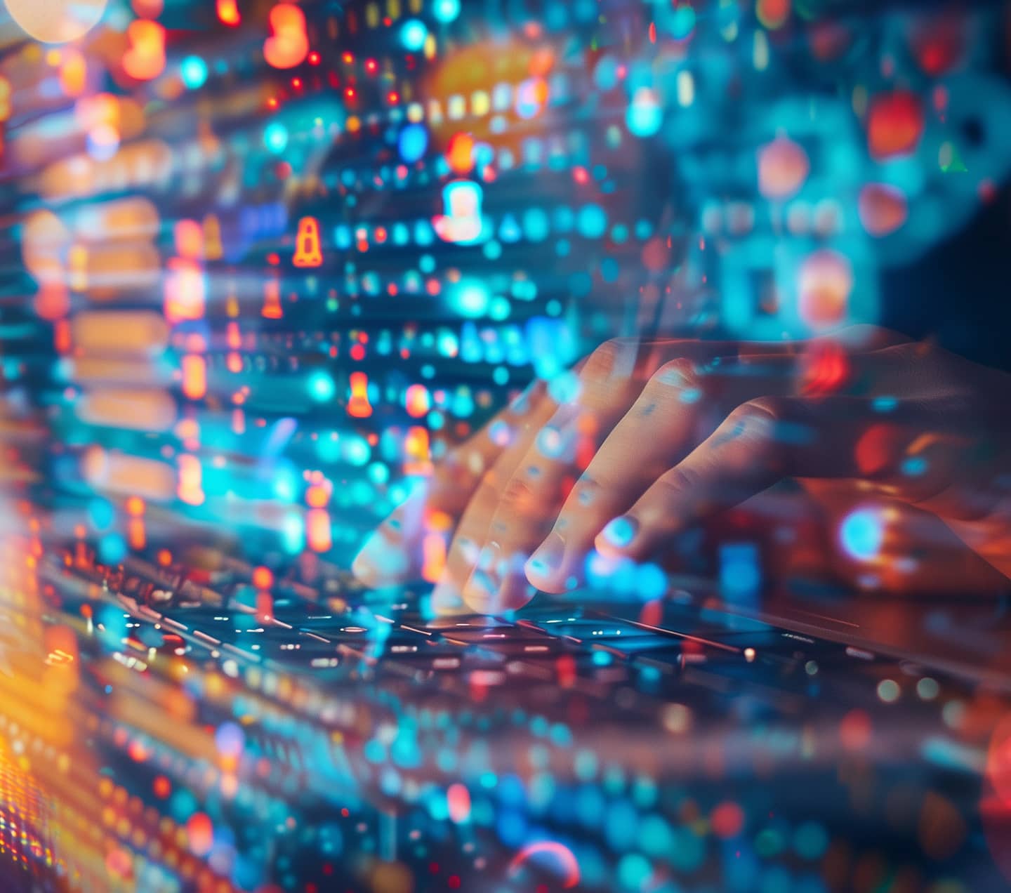 Developers hands programming with AI