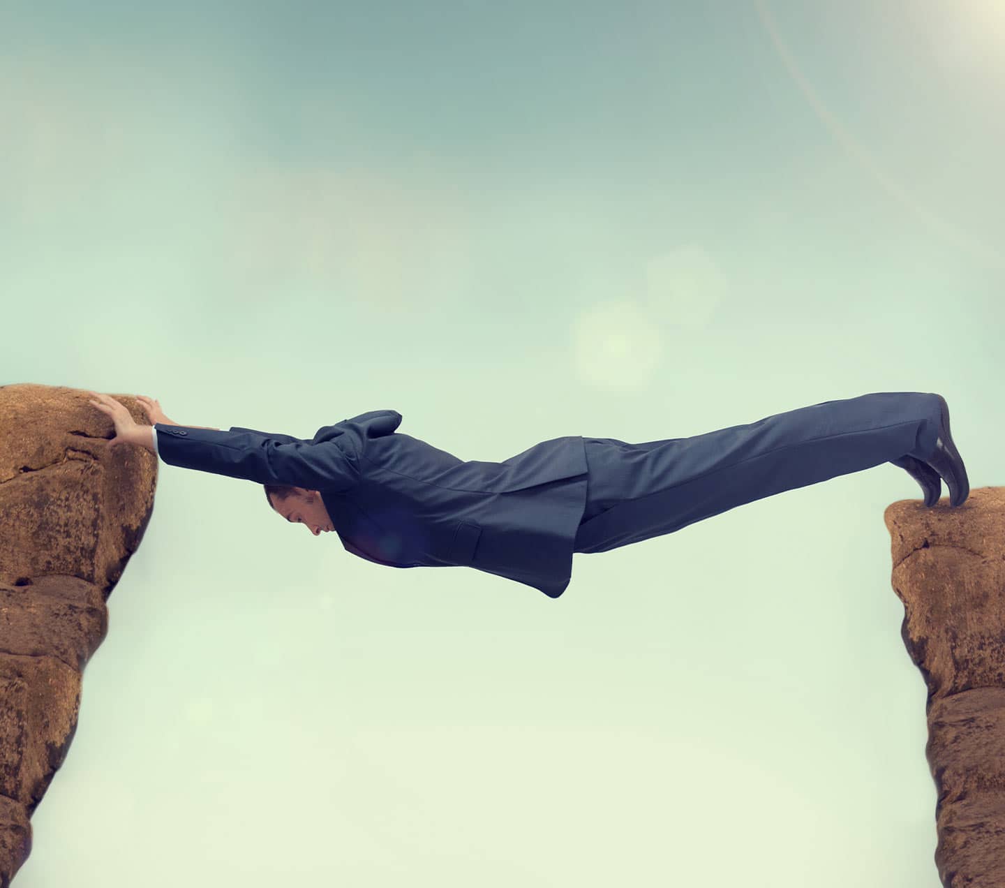 Over stretched business man