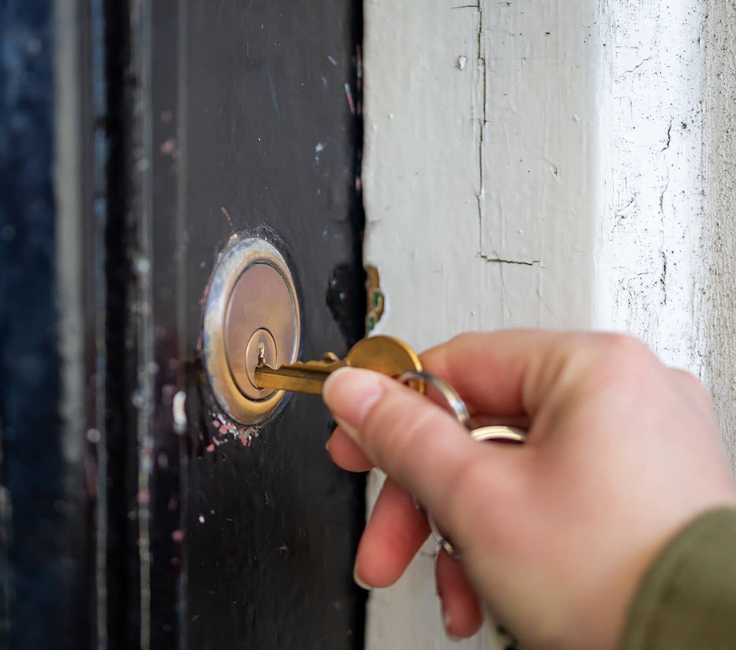 Key unlocking door