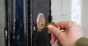 Key unlocking door