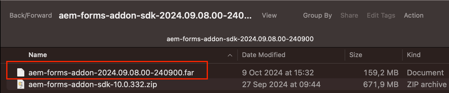 Extract AEM Forms Add-On and move the .far file to crx-quickstart/install