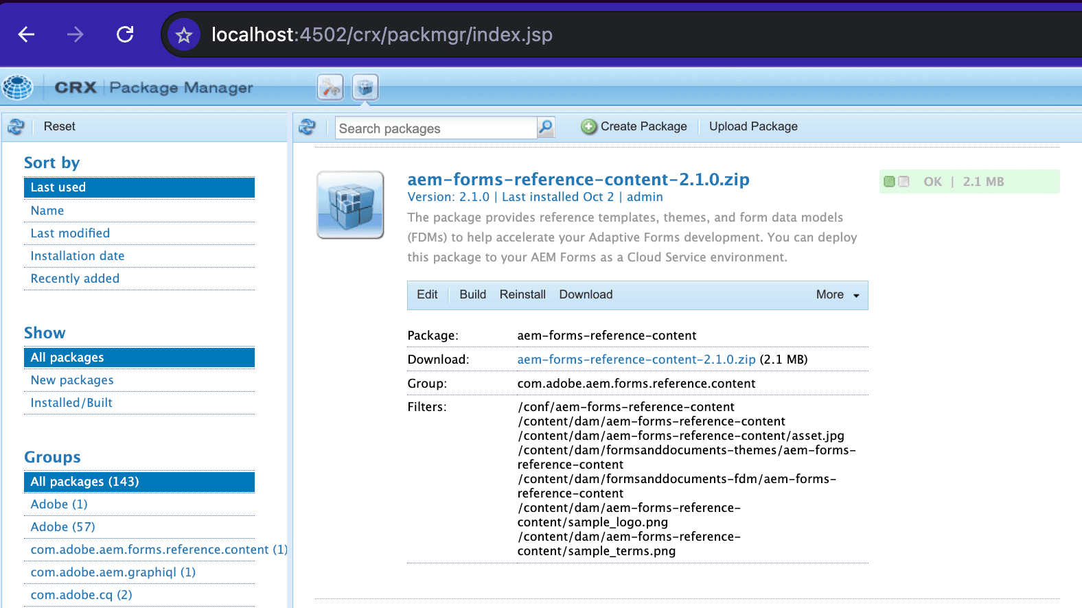 Install AEM Forms Reference Content