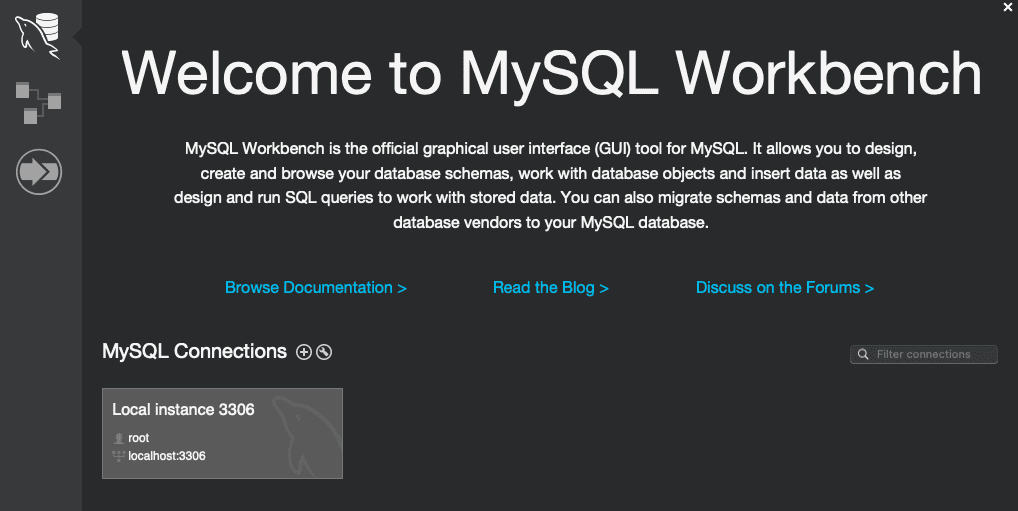 MySQL instance installed screenshot