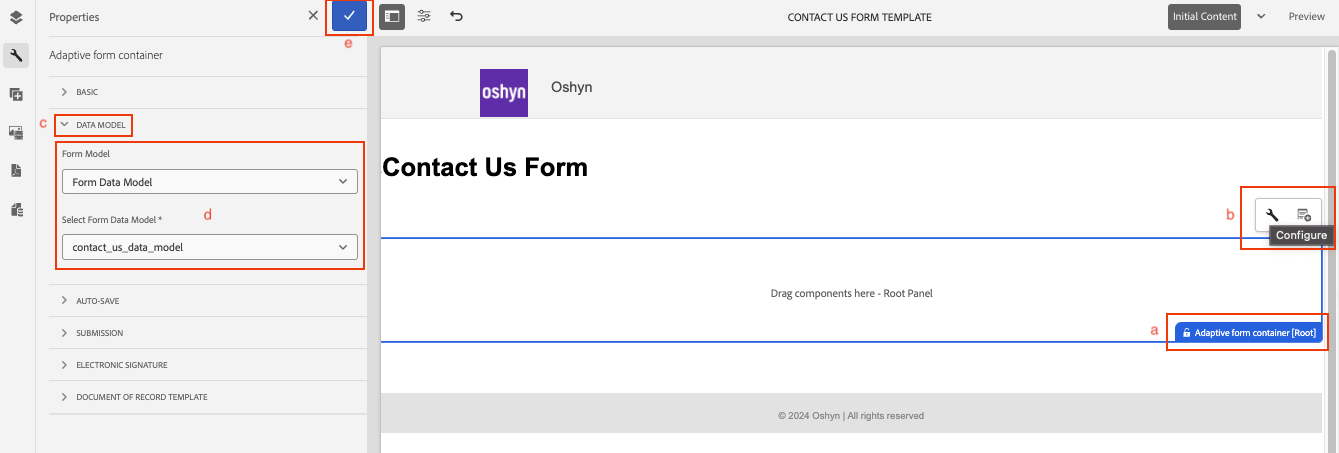 Set the Data Model in the Template