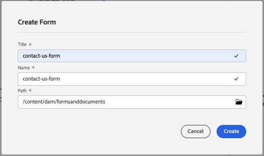 Enter the Adaptive Form name