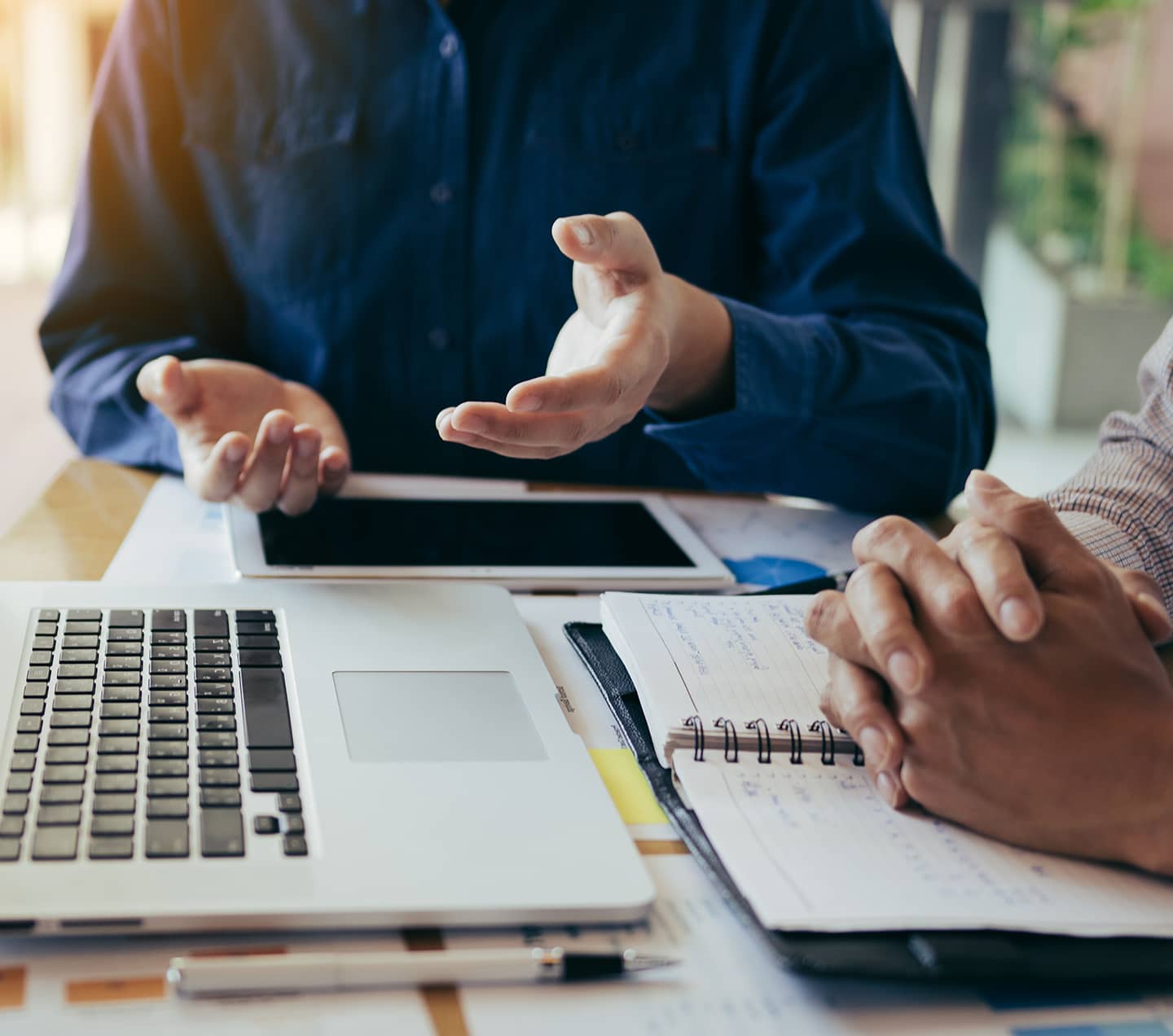 Two business men discussing/arguing looking at a computer