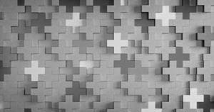 Grey textured plus objects that become a whole